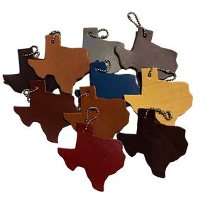 Genuine Leather Texas Keychains (set of 10)